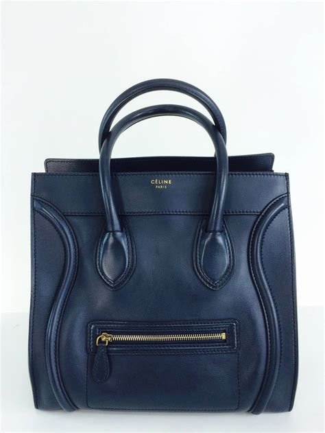 celine mini luggage tote navy blue